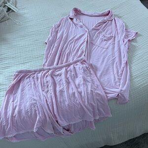 Aerie Light Pink Button-Up Pajama Set